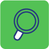 Icône de loupe sur fond vert