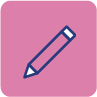 Icône de crayon sur fond rose