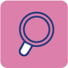 Icône de loupe sur fond rose