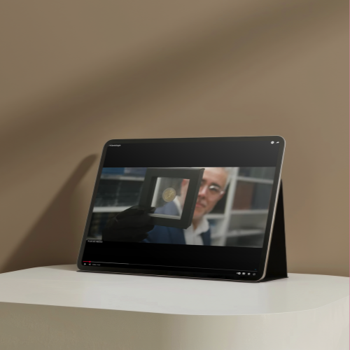 Une vidéo sur un écran tablette.