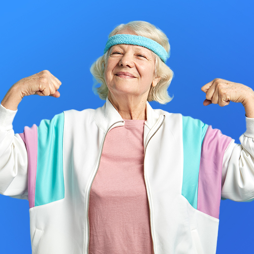 Femme âgée, sportive et confiante.