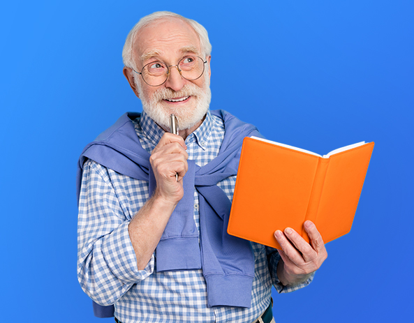 Homme avec une barbe et un livre