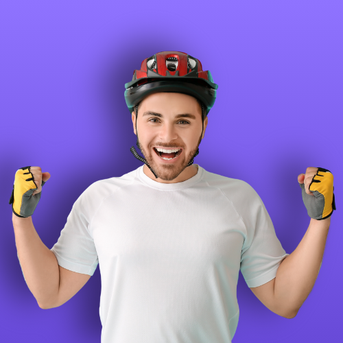 Homme avec équipement de vélo